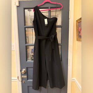 NWT Banana Republic One-Shoulder Black Jumpsuit with Waist Tie Size 10
